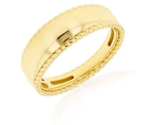 9K Yellow Gold WIDE ROPE EDGE RING