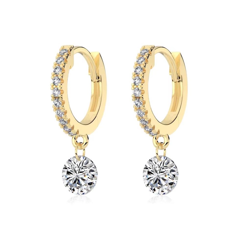 5mm Round 18K Gold Filled 925 Silver Simulated Diamonds Hoop Earrings