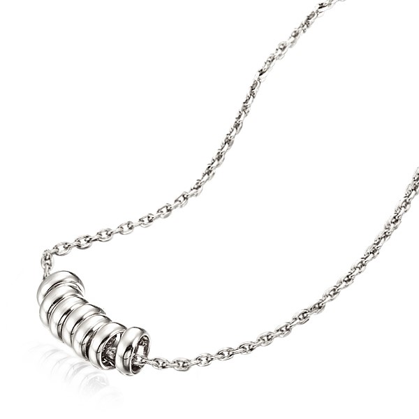 Rhodium Plated 7 Ring Lucky Charm Necklace