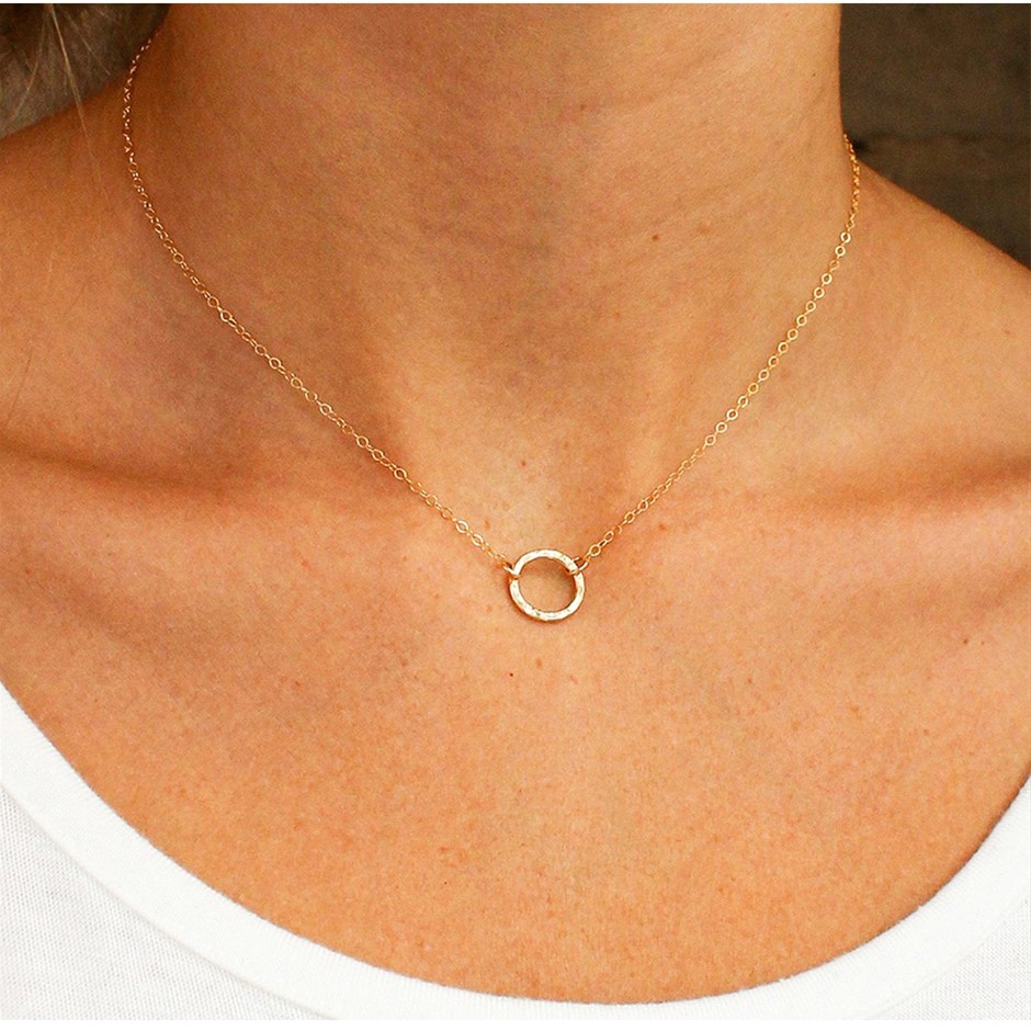 Designer Minimalist Round Eternity Necklace in Gold Auction (0049 ...