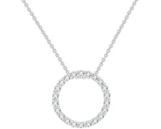 9K WHITE GOLD 0.50ct F VS LAB DIAMOND CIRCLE NECKLACE 40+5cm