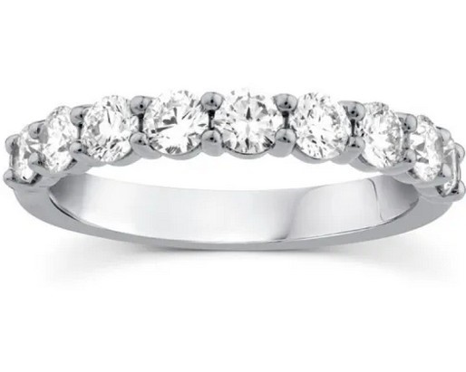 9K WHITE GOLD 1.00ct F VS LAB DIAMOND RND ANNIVERSARY BAND