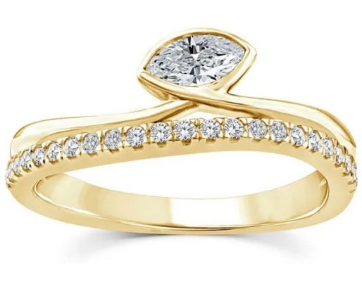 9K YELLOW GOLD 0.33ct F VS LAB DIAMOND MARQ DOUBLE RING