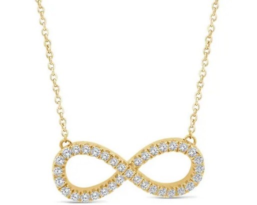 9K YELLOW GOLD 0.25ct F VS LAB DIAMOND INFINITY NECKLACE 40-45c