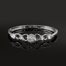 925 Sterling LAYERED Bangle 13 Crystals by Swarovski®  - missing crystal