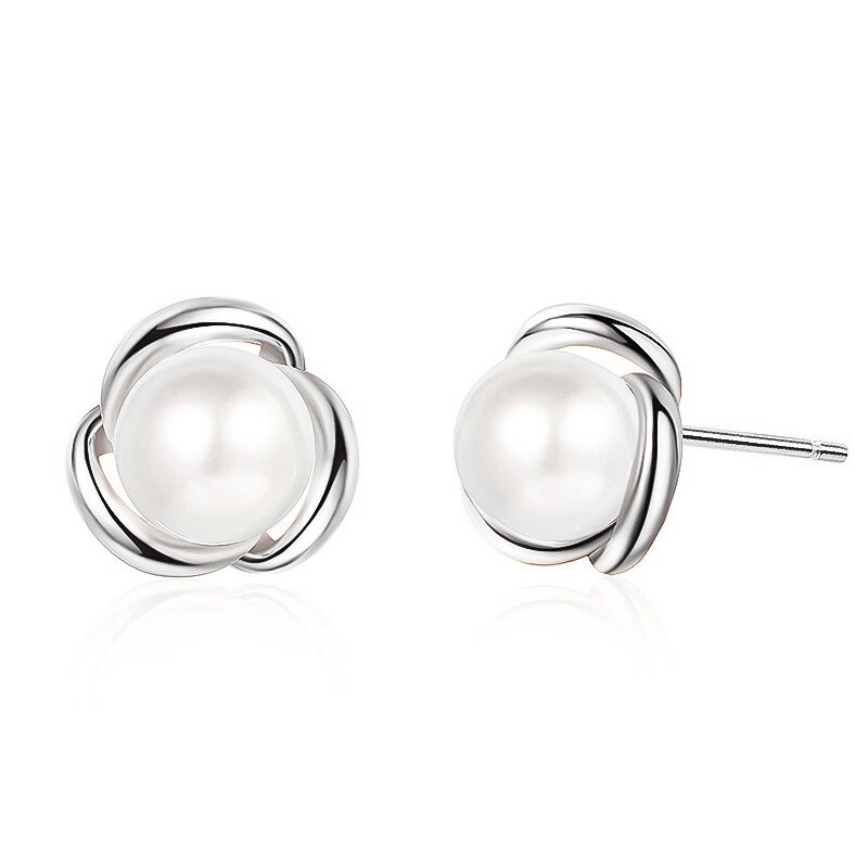 Stunning Simulated Pearl Earrings in Silver