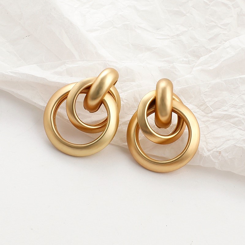 Triple Twist Drop Earrings in Gold