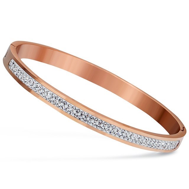 Designer Crystal Eternity Bangle - Rose