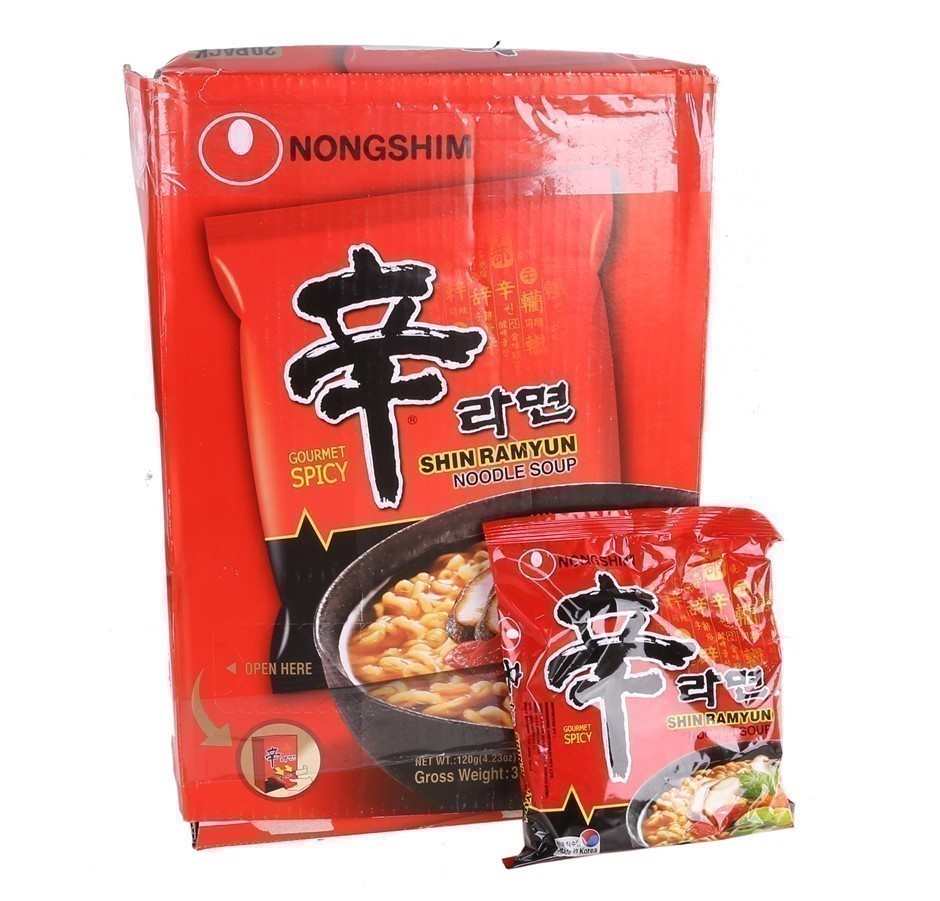 54 x NONGSHIM Shin Ramyun Noodle Soup Gourmet Spicy Single Serves, 120g.