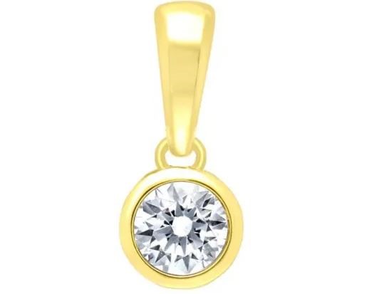 9K Yellow Gold 0.10ct HI I1 DIAMOND BEZEL PENDANT