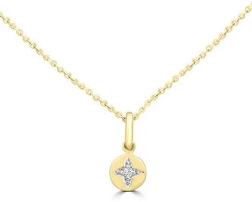 9K YELLOW GOLD 0.02ct HI SI DIAMOND DISC NECKLACE 40-45cm