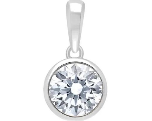 9K WHITE GOLD 0.50ct HI I1 DIAMOND BEZEL PENDANT