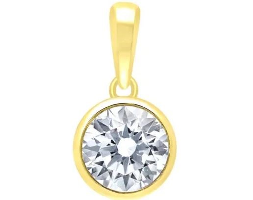 9K Yellow Gold 0.50ct HI I1 DIAMOND BEZEL PENDANT