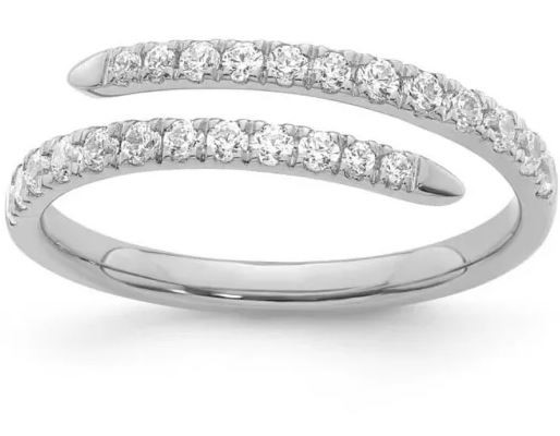 9K WHITE GOLD 0.40ct F VS LAB DIAMOND SPIRAL RING