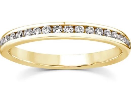 9K YELLOW GOLD 0.25ct F VS LAB DIAMOND CHANNEL SET BAND