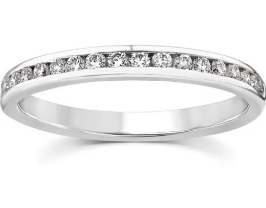9K WHITE GOLD 0.25ct F VS LAB DIAMOND CHANNEL SET BAND