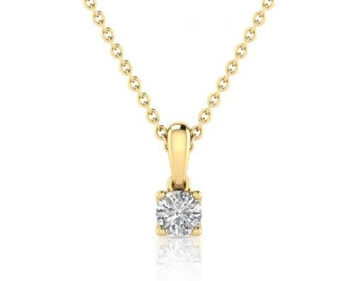 9K YELLOW GOLD 0.25ct F VS LAB DIAMOND ROUND NECKLACE 40-45cm