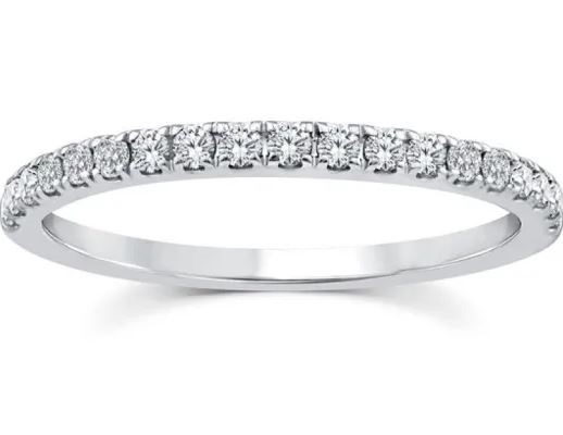 9K WHITE GOLD 0.25ct F VS LAB DIAMOND CLAW SET BAND