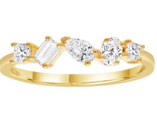 9K YELLOW GOLD 0.45ct F VS MULTI SHAPE LAB DIAMOND RING