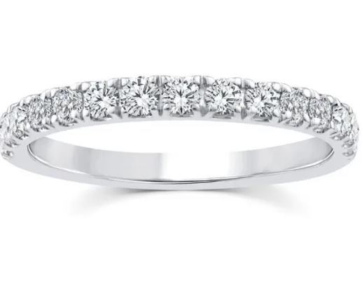 9K WHITE GOLD 0.50ct F VS LAB DIAMOND CLAW SET BAND