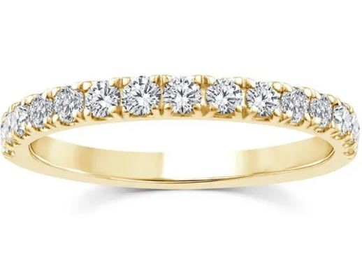 9K YELLOW GOLD 0.50ct F VS LAB DIAMOND CLAW SET BAND
