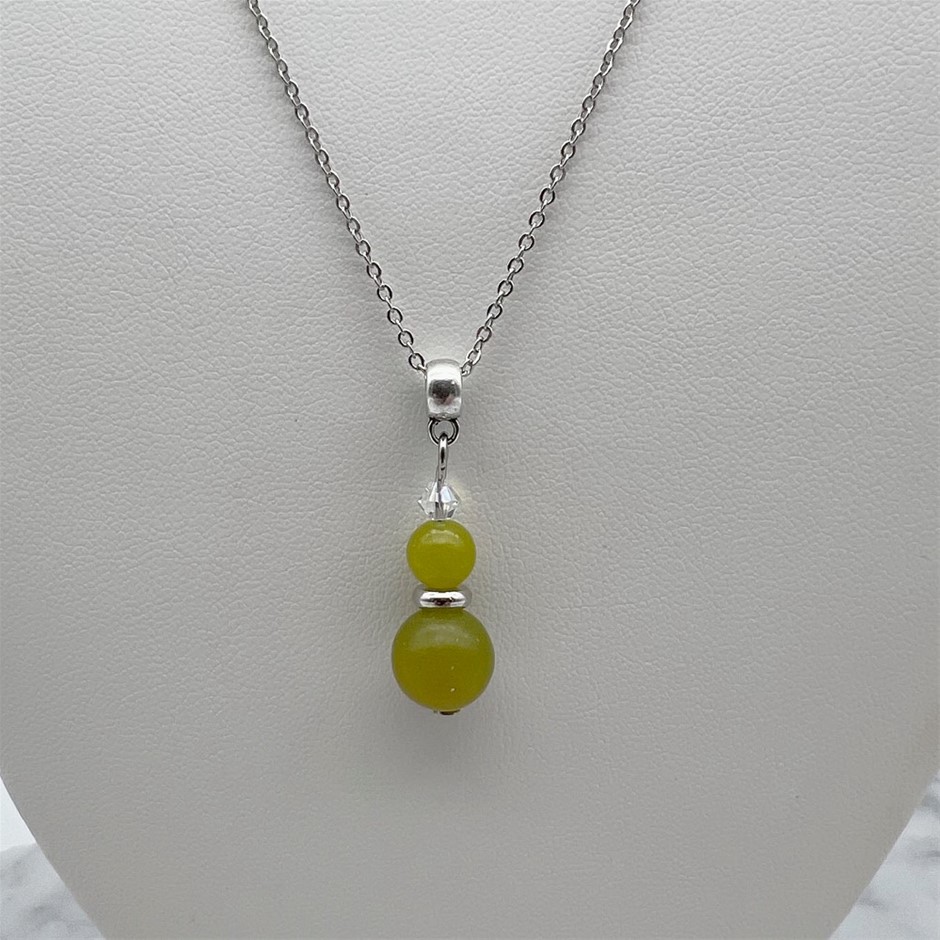 Peridot & Swarovski Austrian Crystal Platinum Plated Pendant Necklace