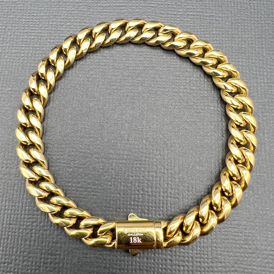 18K Gold-Filled Cuban Chain Bracelet, 8MM Wide -
