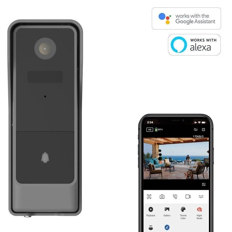 Kogan SmarterHome™ Security Camera Video Doorbell 3 Pro (Space Grey) NB: mi
