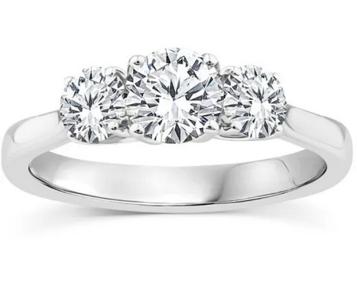 9K WHITE GOLD 1.00ct F VS LAB DIAMOND RND TRILOGY RING