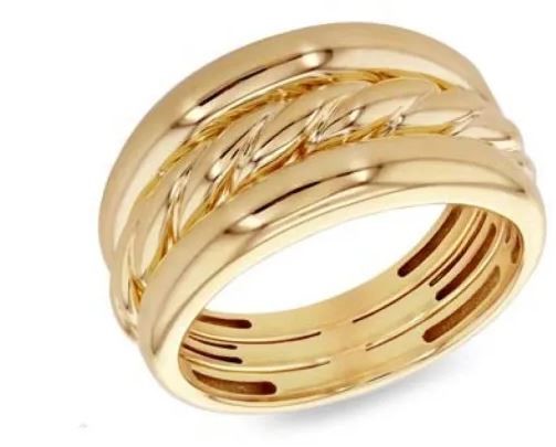 9K Yellow Gold WIDE ROPE RING