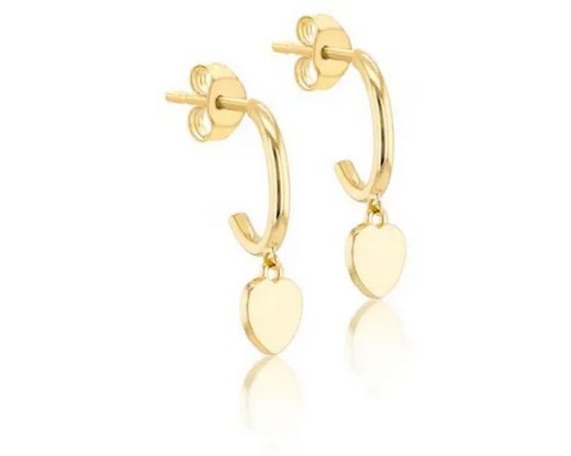 9k Yellow Gold Heart Drop Earring