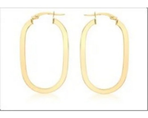 9K Yellow Gold FLAT OVAL HOOPS