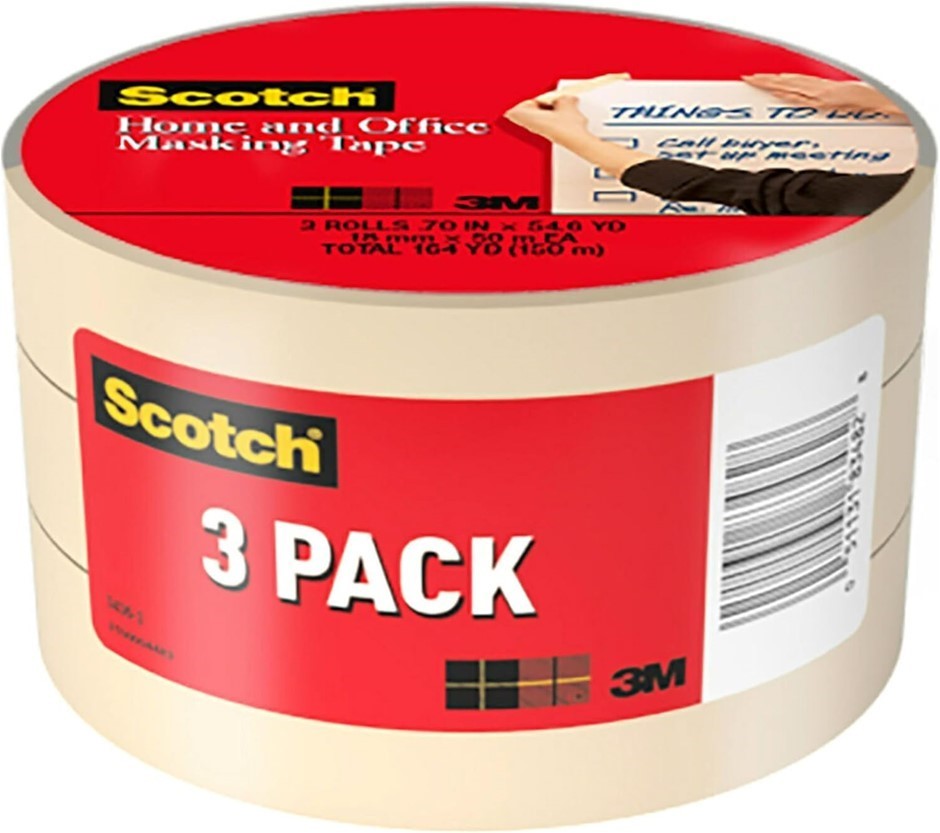 2 x SCOTCH (R) Home and Office Masking Tape 3436-3, 3/4-inch x 54.6 Yards,