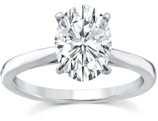 9K WHITE GOLD 2.00ct F VS LAB DIAMOND OVAL 4 CLAW RING