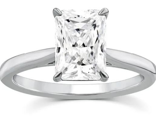 9K WHITE GOLD 2.00ct F VS LAB DIAMOND RADIANT 4CLAW RING