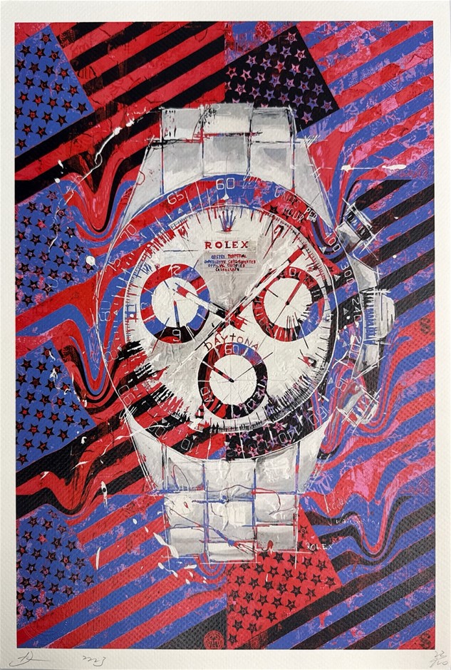 Death NYC Signed Street Art Print "Rolex/Flag Style" Limited Edition