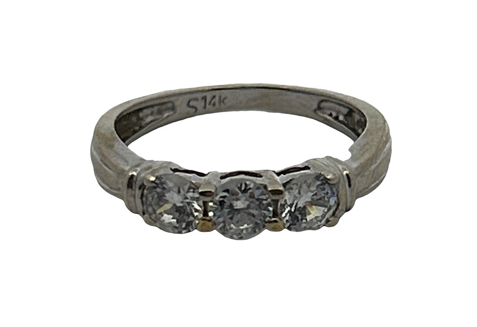 SECRETS 14ct White Gold Trio Cubic Zirconia Ring