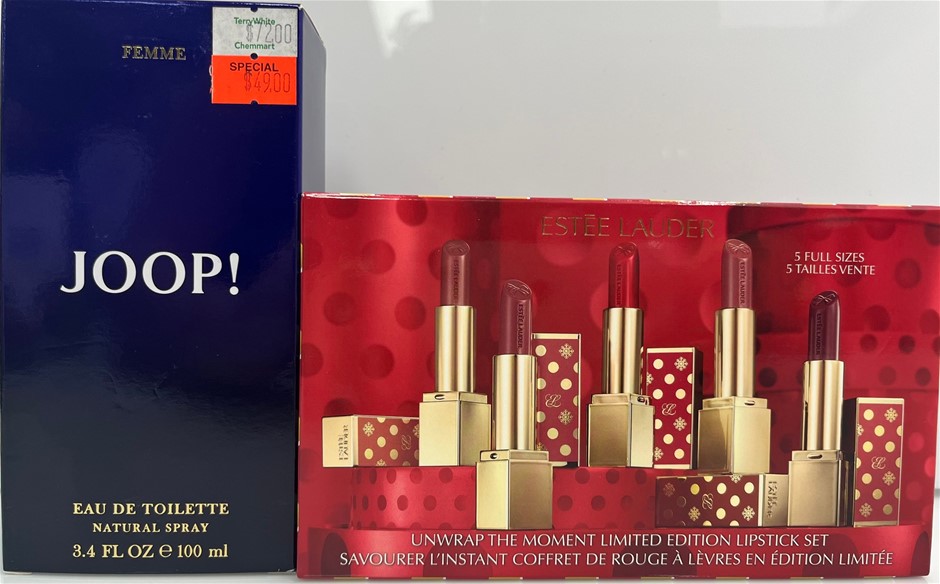 1 x ESTEE LAUDER 'Unwrap The Moment Lipstick Set' 5 Full size lipsticks