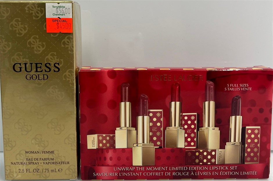 1 x ESTEE LAUDER 'Unwrap The Moment Lipstick Set' 5 Full size lipsticks