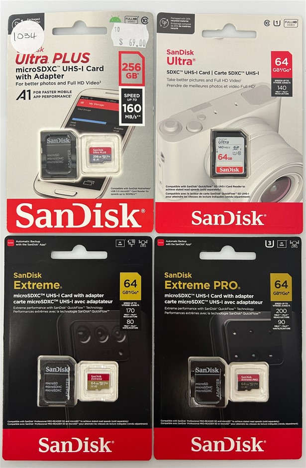 2 x SANDISK Extreme Pro microSDXC UHS-I Card with Adapter