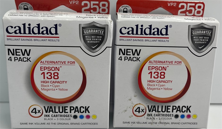 2x NEW CALIDAD 258 VP2 Alternative for Epson 138 - 4x value colour Ink