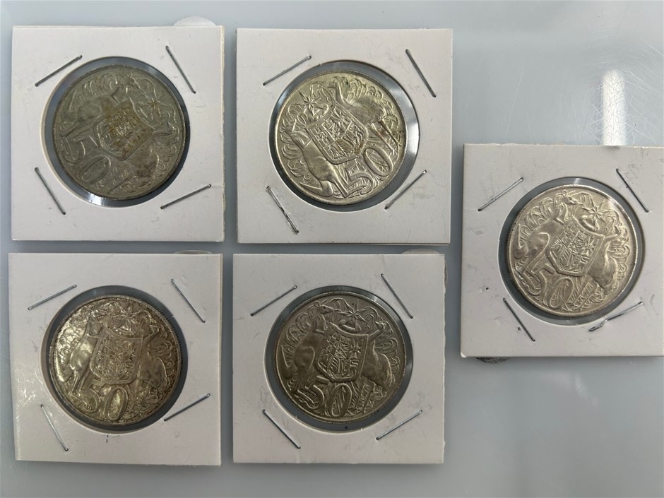 5 x 1966 Australian 50 Cent Coin