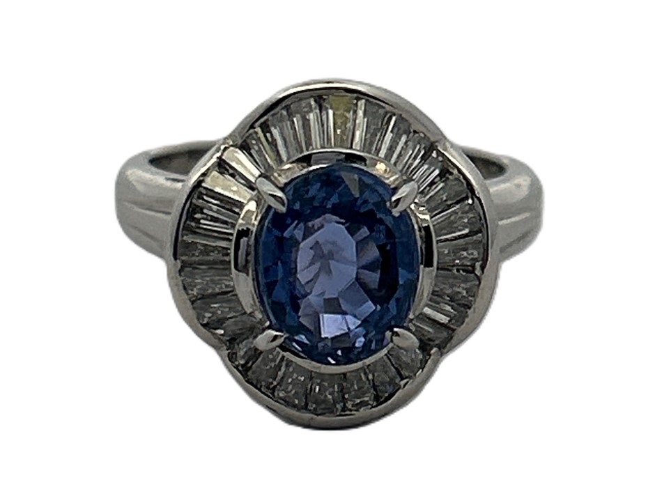 Platinum 2.11ct Ceylon Cornflower Blue Sapphire & 0.70ct Diamond Ballerina