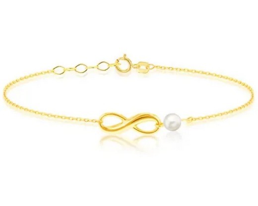 9K Yellow Gold F/W PEARL INFINITY Bracelet 16.5-18cm