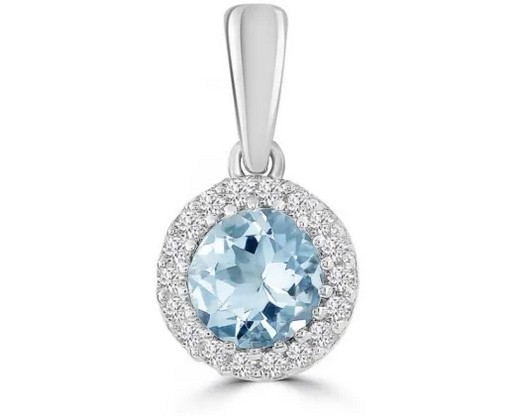 9K WH GLD 0.03CT HI I1 DIAMOND AQUAMARINE PT