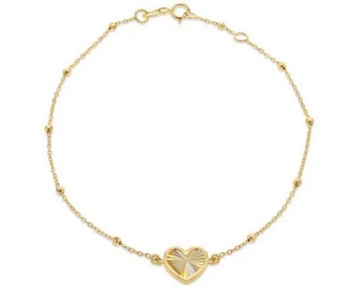 9K Yellow Gold RAINBOW HEART Bracelet 19cm
