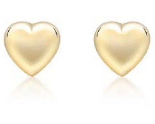 9K Yellow Gold 4mm HEART STUD EARRINGS
