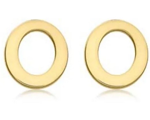 9K Yellow Gold MINI INITIAL 'O' STUD EARRINGS