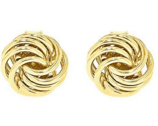 9K Yellow GOLD HLW 6mm KNOT STUD EARRINGS