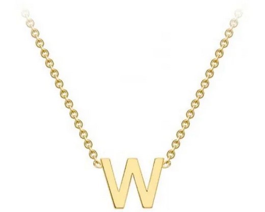 #1 9K YELLOW GOLD INITIAL 'W' NECKLACE 38+5cm